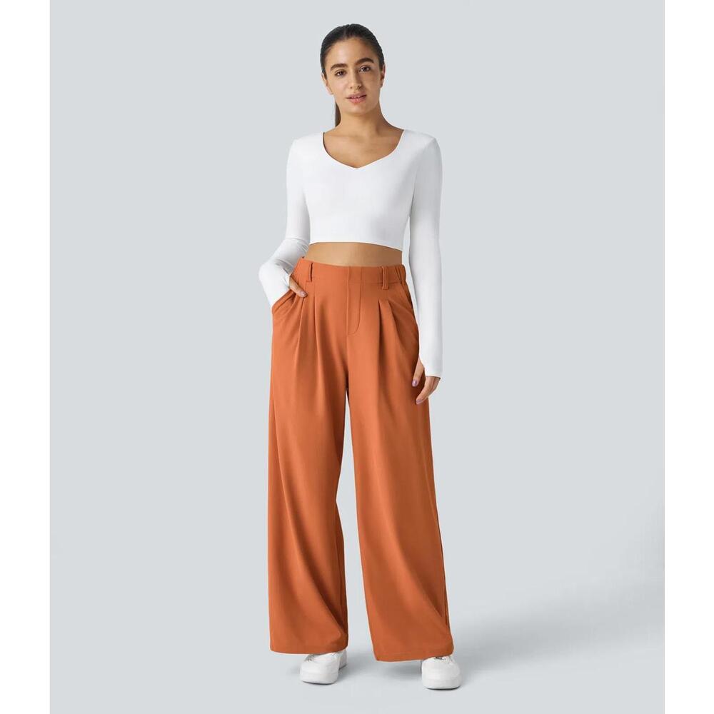 NWT Halara Flex™ High Waisted Pocket Wide Leg Waffle Work Pants Size XS Tall - Picture 4 of 9